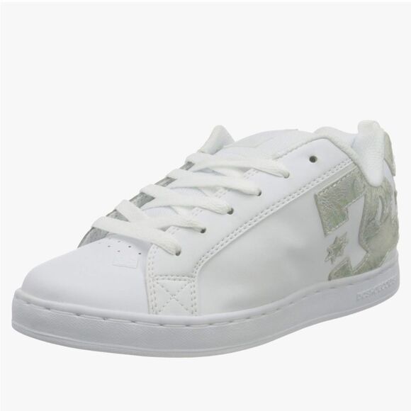 EXCELLENT CONDITION WOMEN’S 11 DC SHOES LOW TOP WHITE SNEAKERS/SKATE SHOE - Picture 1 of 10